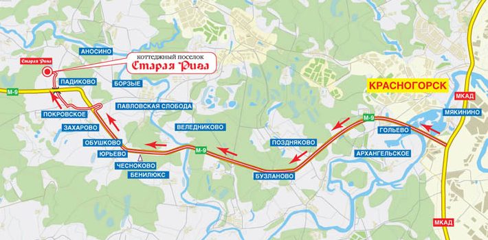 Схема проезда в поселок Старая Рига, увеличить Схема проезда в поселок Старая Рига, увеличить